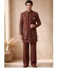 Rust Japanese Embroidery Mens Wedding Indo Western