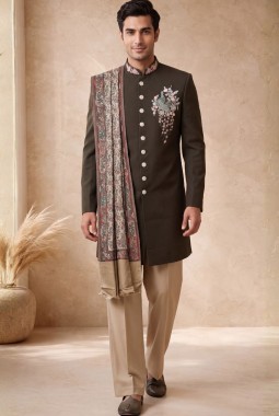 Mehendi Japanese Embroidery Mens Weding Indo Western