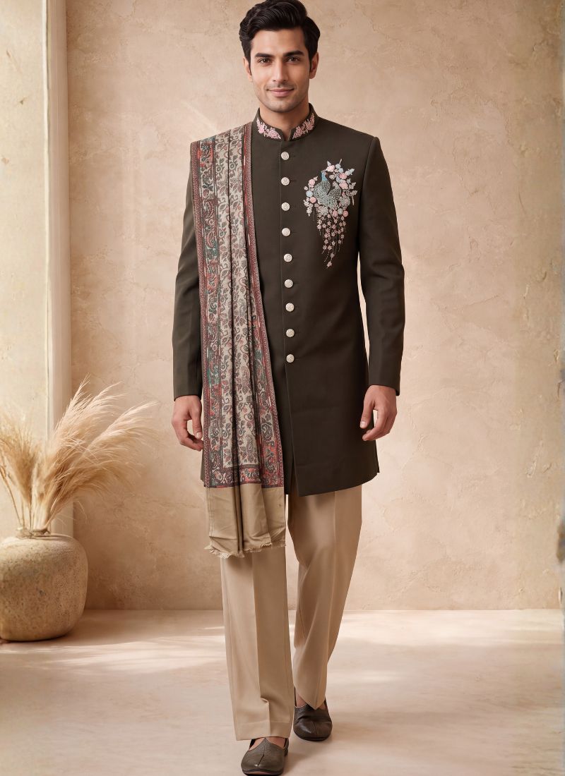 Mehendi Japanese Embroidery Mens Weding Indo Western