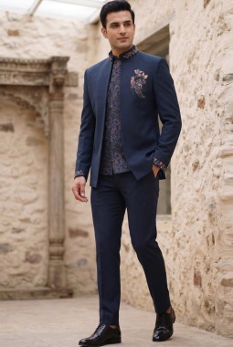 Royal Teal Embroidered Jodhpuri Set