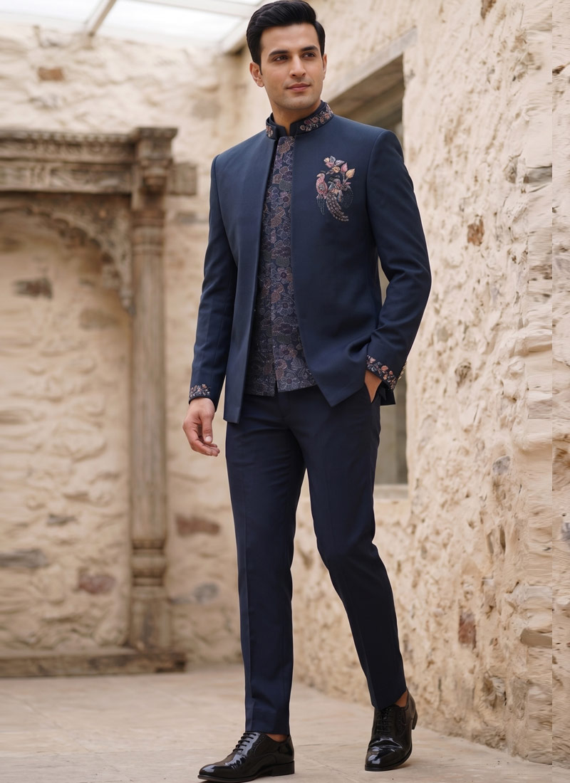 Royal Teal Embroidered Jodhpuri Set