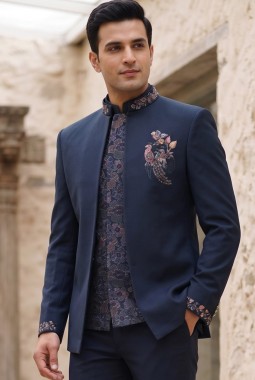 Royal Teal Embroidered Jodhpuri Set
