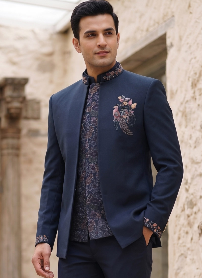 Royal Teal Embroidered Jodhpuri Set