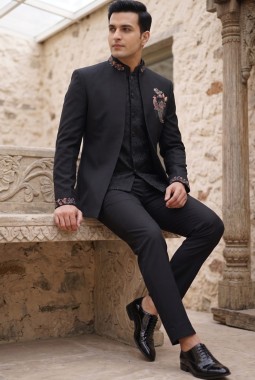 Nawab Black Jodhpuri with Trouser