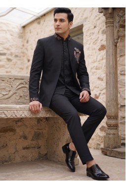 Nawab Black Jodhpuri with Trouser