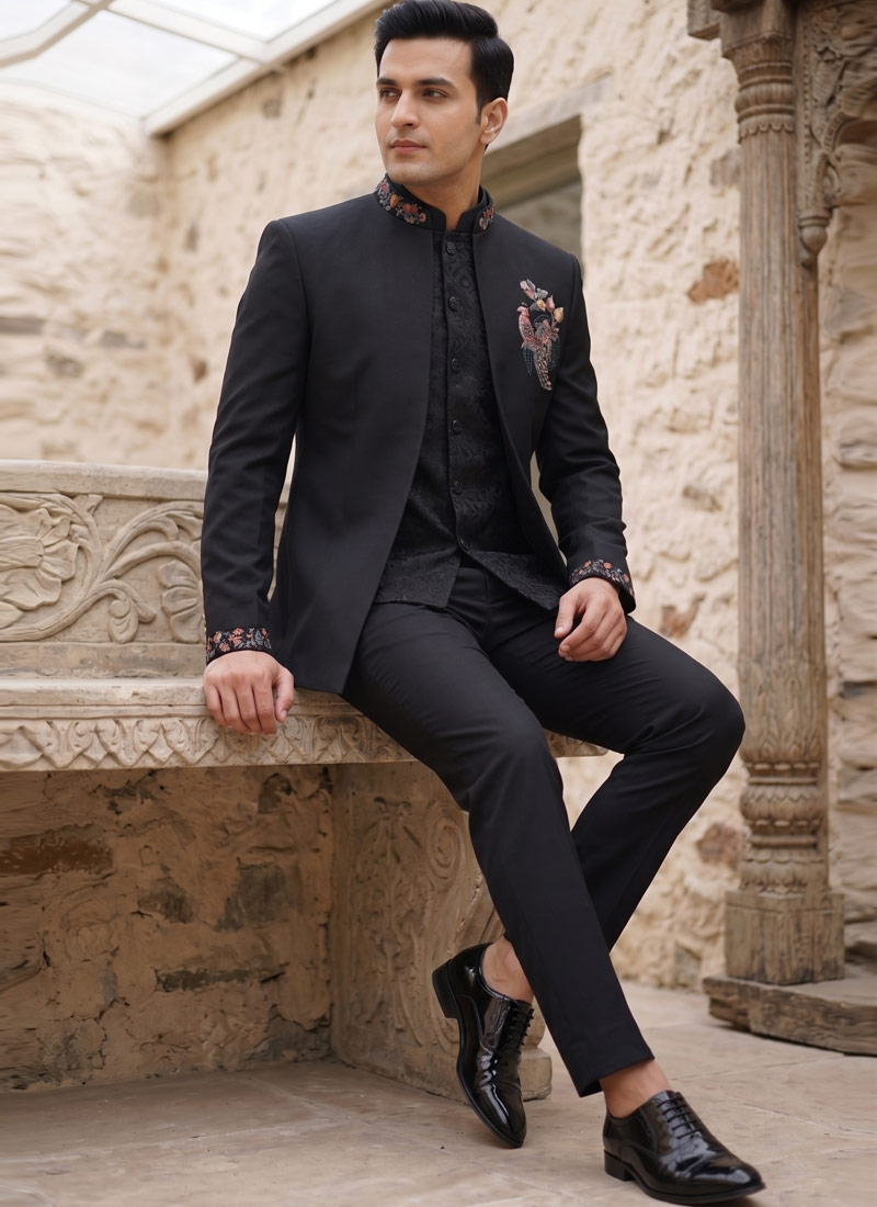 Nawab Black Jodhpuri with Trouser