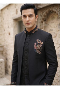 Nawab Black Jodhpuri with Trouser