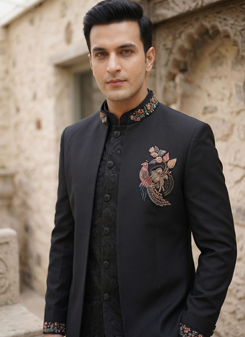 Nawab Black Jodhpuri with Trouser