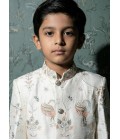 Cream Art Silk Embroidered Boys Nawabi Indo Western