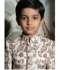 Beige Art Silk Embroidered Boys Nawabi Indo Western