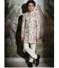 Beige Art Silk Embroidered Boys Nawabi Indo Western