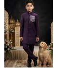 Wine Armani Hand Work Boys Indo Western