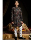 Black Velvet Embroidered Boys Nawabi Indo Western
