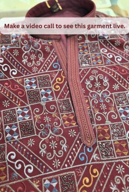 Maroon Georgette Embroidery Designer Wedding Kurta Pant