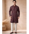 Maroon Georgette Embroidery Designer Wedding Kurta Pant