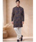 Royal Blue Silk Embroidered Kurta Pant Set