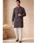Royal Blue Silk Embroidered Kurta Pant Set