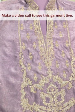 Lilac Velvet Embroidery Mens Wedding Kurta Pant