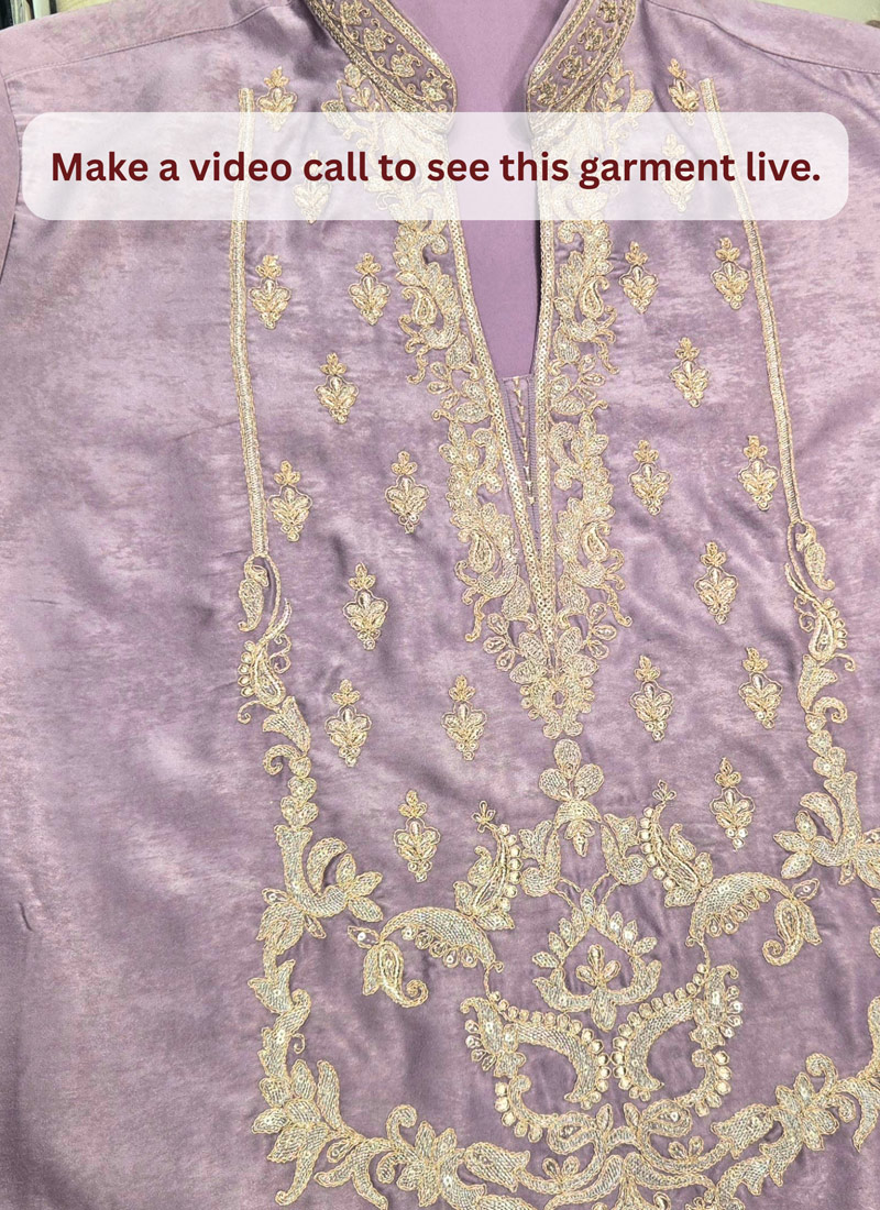 Lilac Velvet Embroidery Mens Wedding Kurta Pant