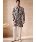 Blue Japanese Embroidery Mens Designer Kurta Pant 