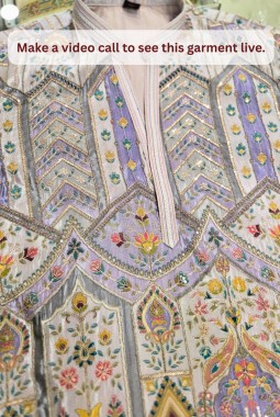 Lavender Silk Embroidery Mens Festive Wear Kurta Pant