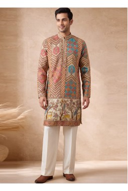 Multi Color Art Silk Embroidery Mens Festive wear Kurta Pant