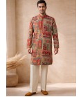 Multi Color Art Silk Embroidery Mens Wedding Kurta Pant