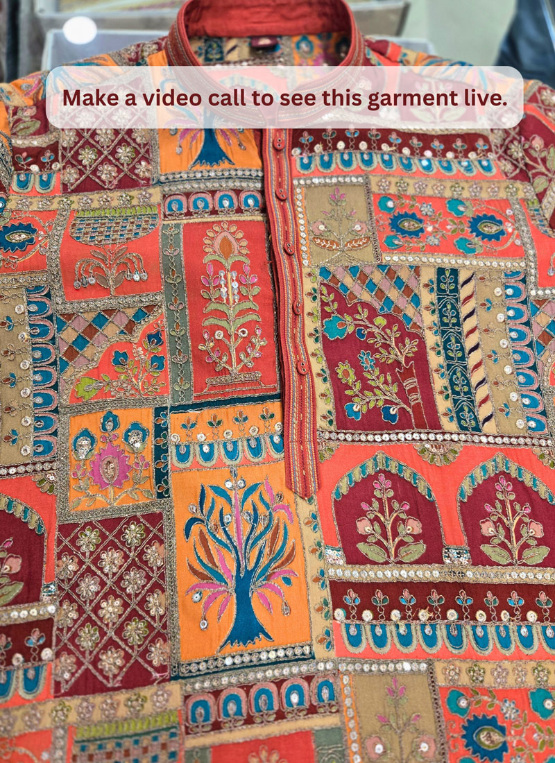 Multi Color Art Silk Embroidery Mens Wedding Kurta Pant
