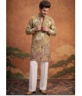 Burnt Toast Art Silk Embroidery Mens Festive Wear Kurta Pant