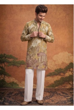 Burnt Toast Art Silk Embroidery Mens Festive Wear Kurta Pant