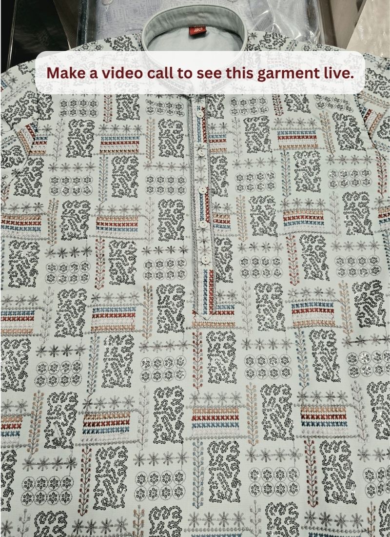 Wine Georgette Embroidery Mens Festive Wear Kurta Set