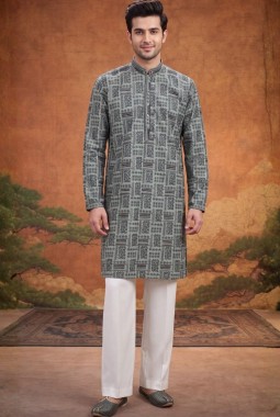 Wine Georgette Embroidery Mens Festive Wear Kurta Set
