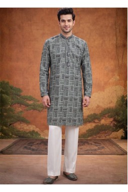 Wine Georgette Embroidery Mens Festive Wear Kurta Set