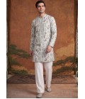 Pista Art Silk Embroidery Mens Festive Wear Kurta Set
