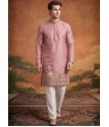 Onion Tissue Embroidery Mens Festive Wear Kurta Pant