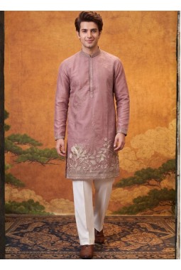 Onion Tissue Embroidery Mens Festive Wear Kurta Pant