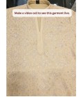 Dark Cream Georgette Embroidery Mens Festive Wear Kurta Set