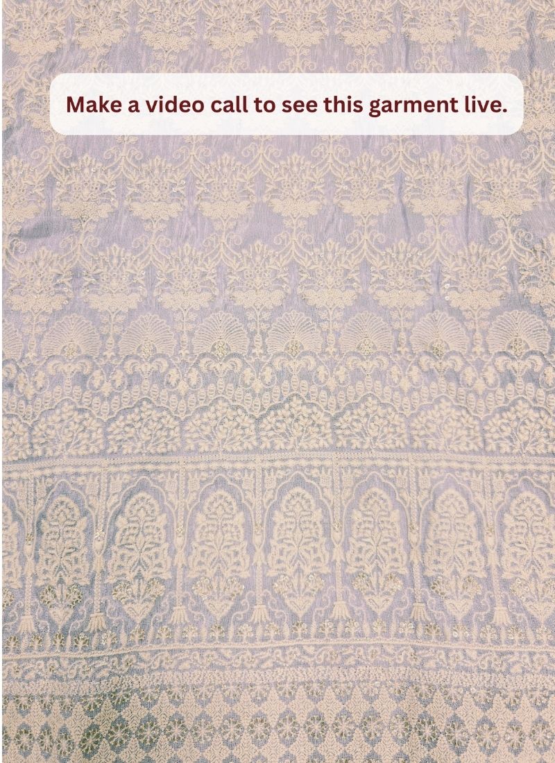 Lilac Tissue Silk Embroidery Mens Festive Wear Kurta Set
