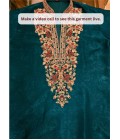 Teal Blue Velvet Embroidery Mens Festive Wear Kurta Pant
