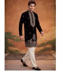Black Japanese Embroidery Mens Festive Wear Kurta Pant