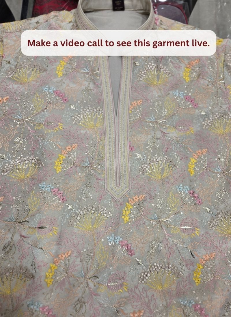 Natural Tissue Embroidery Mens Festive Wear Kurta Set