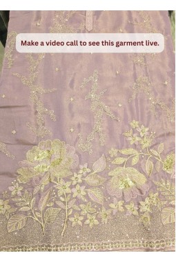 Purple Tissue Silk Embroidery Mens Festive Wear Kurta Set
