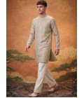 Natural Tissue Silk Embroidery Mens Festive Wear Kurta Pant
