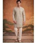 Natural Tissue Silk Embroidery Mens Festive Wear Kurta Pant