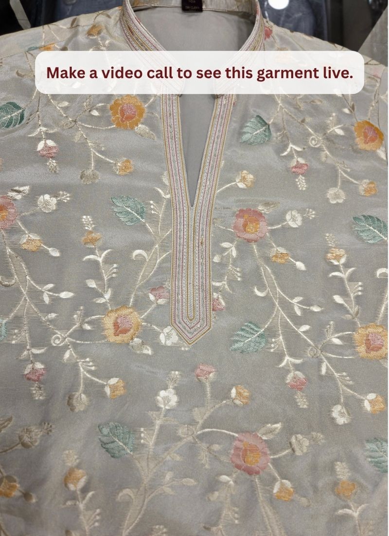 Natural Tissue Silk Embroidery Mens Festive Wear Kurta Pant