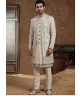 Premium Cream 3-Piece Indo Western Set with Polo Pant