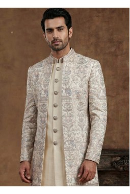 Premium Cream 3-Piece Indo Western Set with Polo Pant
