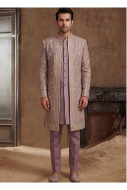 Designer Purple 3-Piece Indo Western for Men