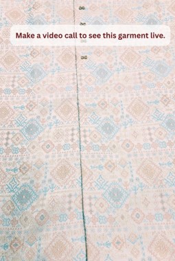 Off White Jacquard Mens Wedding Indo Western