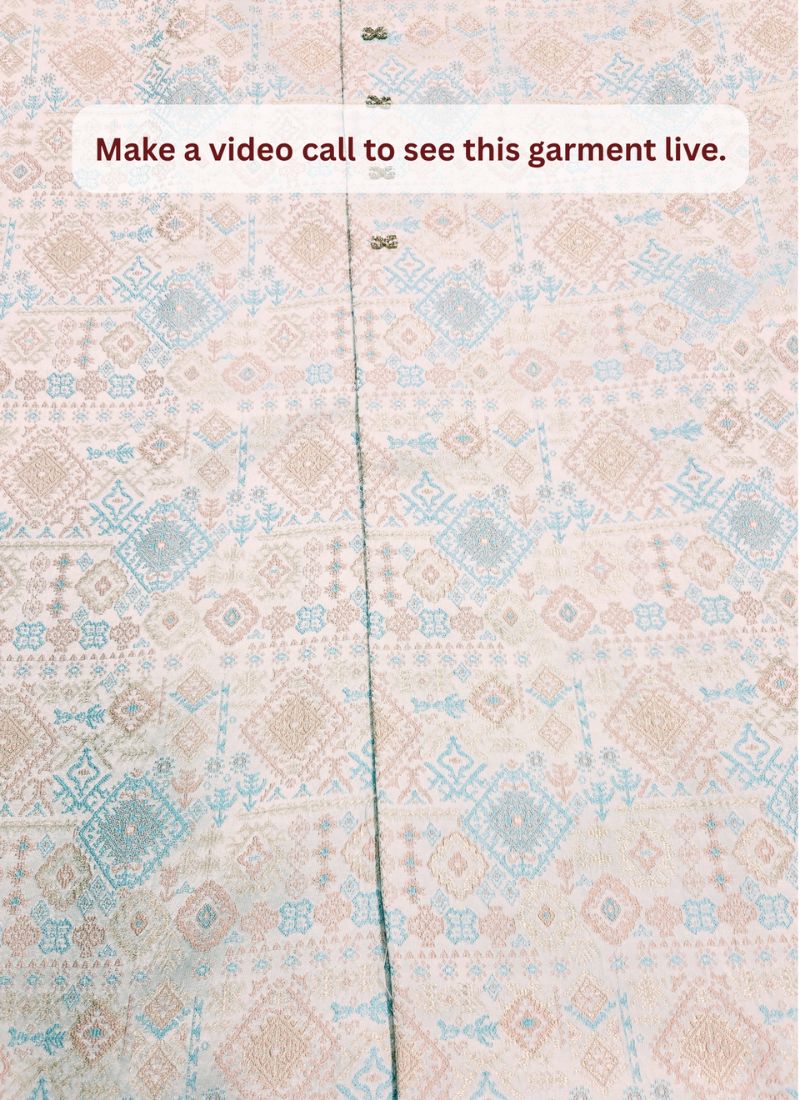 Off White Jacquard Mens Wedding Indo Western